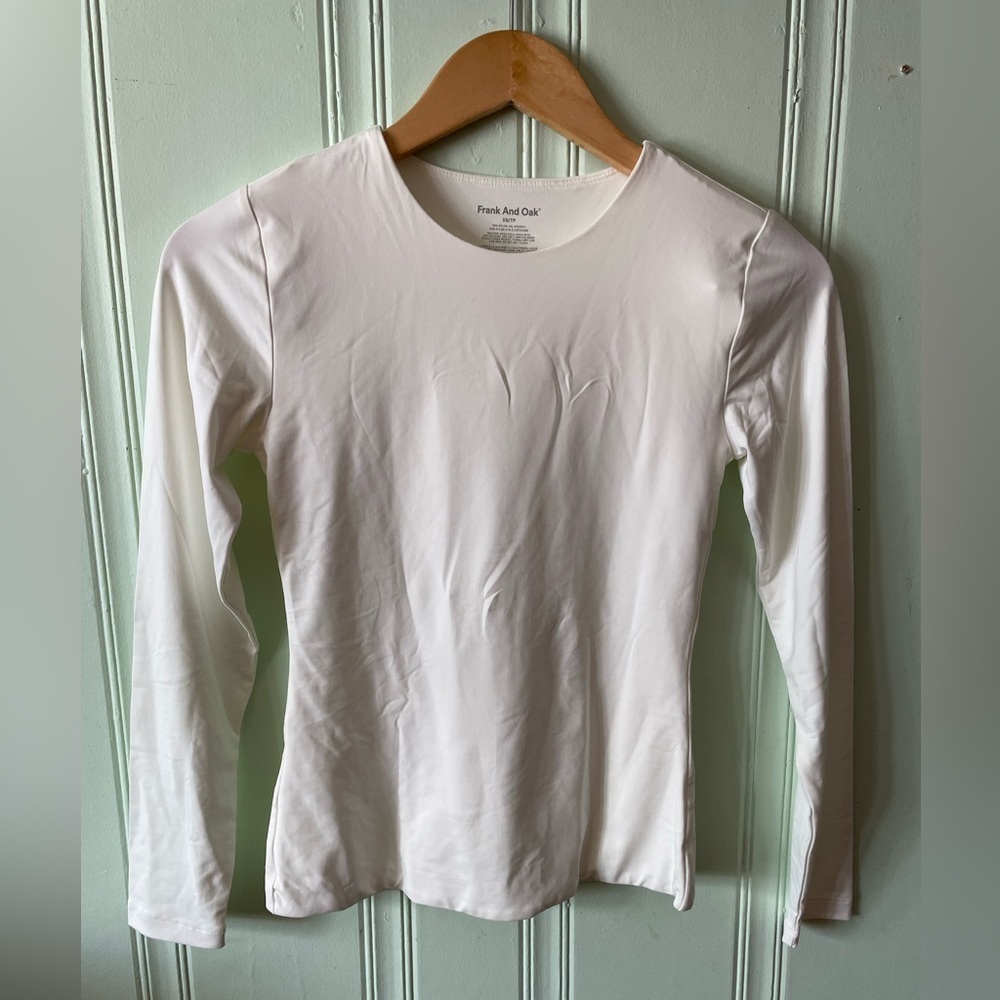 🔊 Frank And Oak | White Fitted Long Sleeve Top